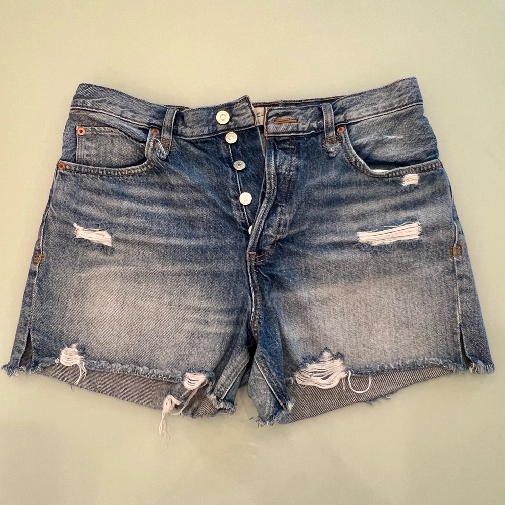Free People We The Free Distressed Jean Shorts with Raw Hem
